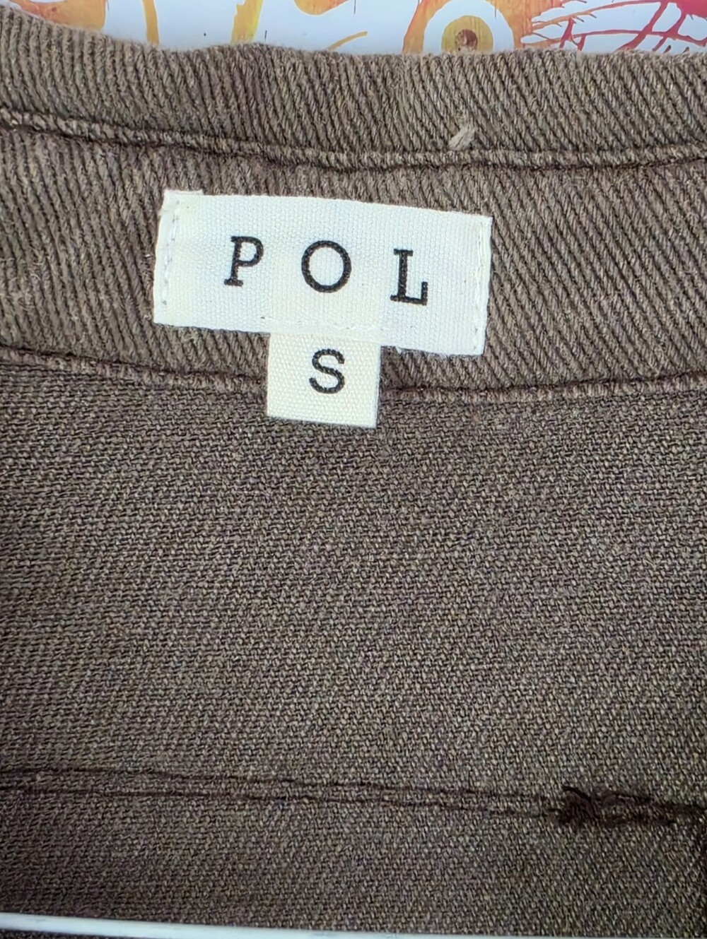 POL Cable Knit Sleeve Shacket Chocolate & Cream Small - Picture 7 of 16